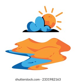 Flat icon of desert weather 