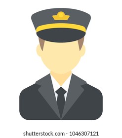 Flat icon design of aircraft pilot 