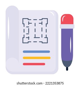 A flat icon design of architectural project