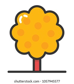 Flat icon design of an autumn tree