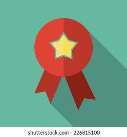Flat icon design. Award ribbon icon.