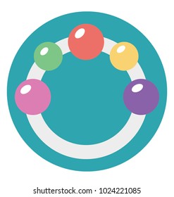 Flat icon design of baby rattle