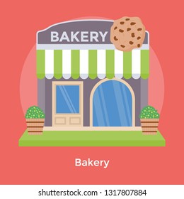 Flat icon design of a bakery