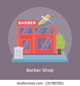 Flat icon design icon of a barber shop 
