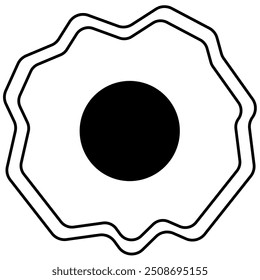 flat icon design, black color symbol of fried eggs