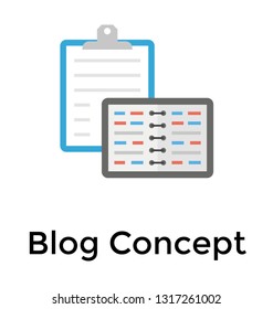 Flat icon design of blog content 