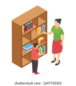 Flat icon design of bookshelf