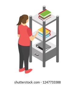 Flat icon design of bookshelf