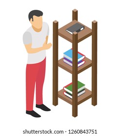 Flat icon design of bookshelf