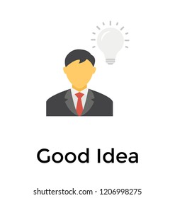 Flat icon design of bulb and person showing creative mind concept