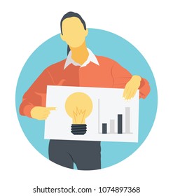 
Flat icon design of business presentation