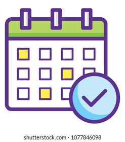 
Flat icon design of a calendar representing schedule
