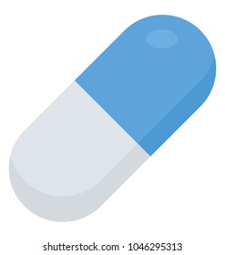 A flat icon design of capsule, Medications and antibiotics concept