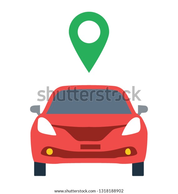 Flat icon design of car\
location 