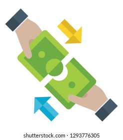 Flat icon design of cash transaction 
