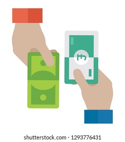 Flat icon design of cash transaction 