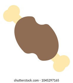 Flat icon design of a chicken piece with a bite