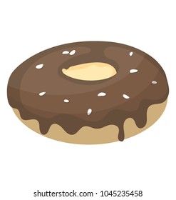 Flat icon design of a chocolate donut