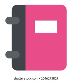 Flat icon design of closed notebook, notes concept