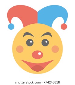
Flat icon design of a clown face symbolising some kids entertainment party
