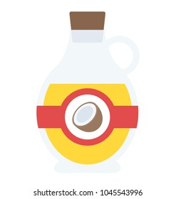 Flat icon design of coconut oil used in cooking and salads
