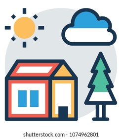 
Flat icon design of a country house
