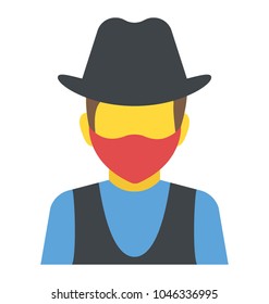 Flat icon design of cowboy
