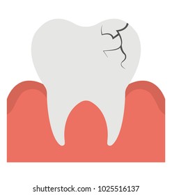 
Flat icon design of cracked or damaged tooth.
