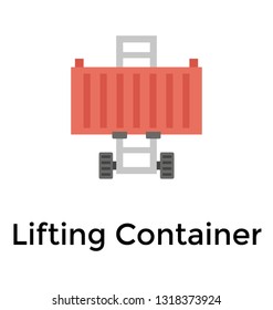 Flat icon design of crane machine