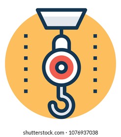 Flat icon design of crane pulley