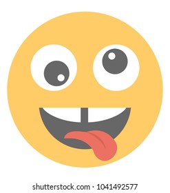 
Flat icon design of a crazy face smiley
