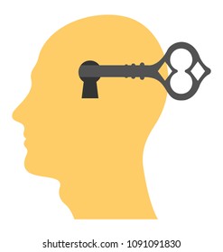 
Flat icon design of creative brain sign
