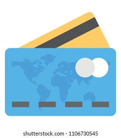 A flat icon design of  credit card or debit card symbolising plastic cash
