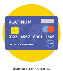 
A flat icon design of  credit card or debit card symbolising plastic cash
