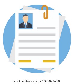 
Flat icon design of Curriculum Vitae.
