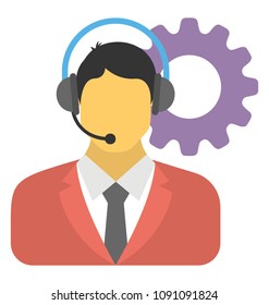 
Flat icon design of a customer center
