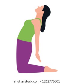 Flat icon design of exercising girl, yoga