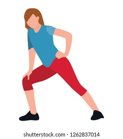 Flat icon design of exercising girl, yoga 