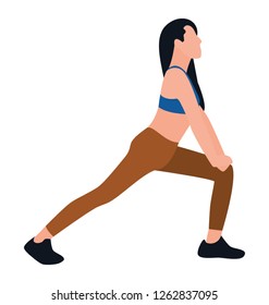 Flat icon design of exercising girl, yoga