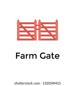 Flat Icon Design Of Farm Gate 