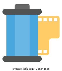 
Flat icon design of a film roll used in filming and photography
