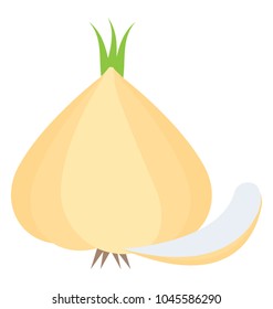 Flat icon design of a garlic clove