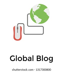 Flat icon design of global blog 