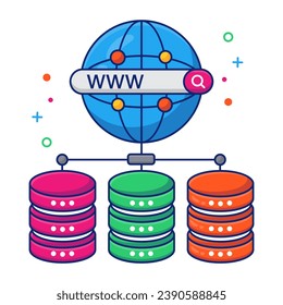 A flat icon design of global hosting 

