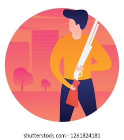 Flat icon design of gun shooting