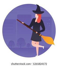 Flat icon design of halloween witch 