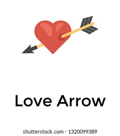 Flat icon design of heart and arrow 