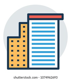 
Flat icon design of high rise building
