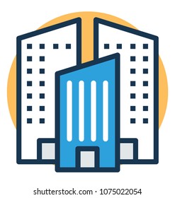 
Flat icon design of high rise building
