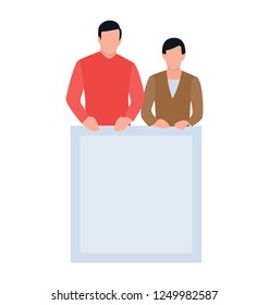 Flat icon design of holding placard, protest symbol